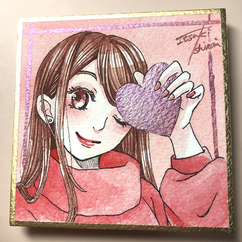 バレンタイン・ミニ色紙(原画)