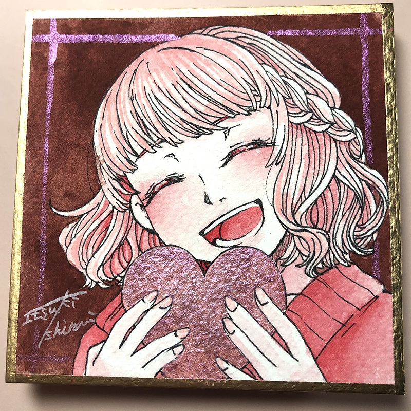 バレンタイン・ミニ色紙(原画)