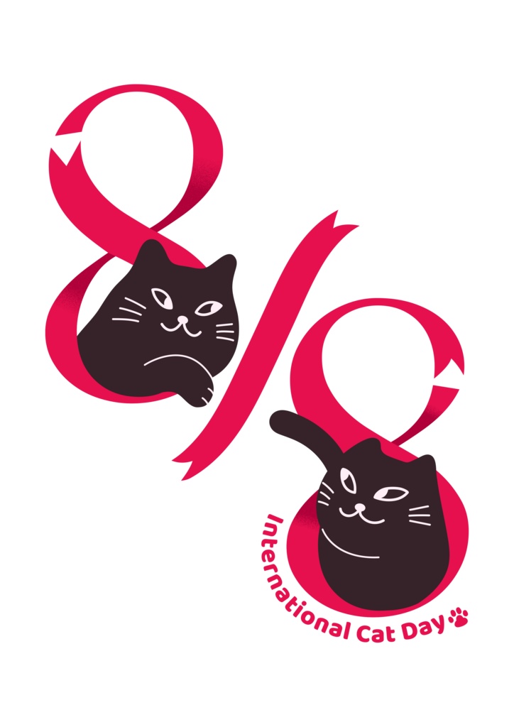 ねこT「International Cat Day」(ピンク)