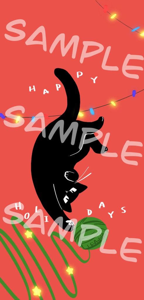 スマホの壁紙　猫とクリスマス