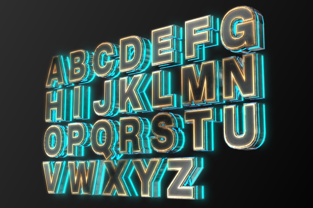 3Dフォントデータ　「AtoZ」Type02