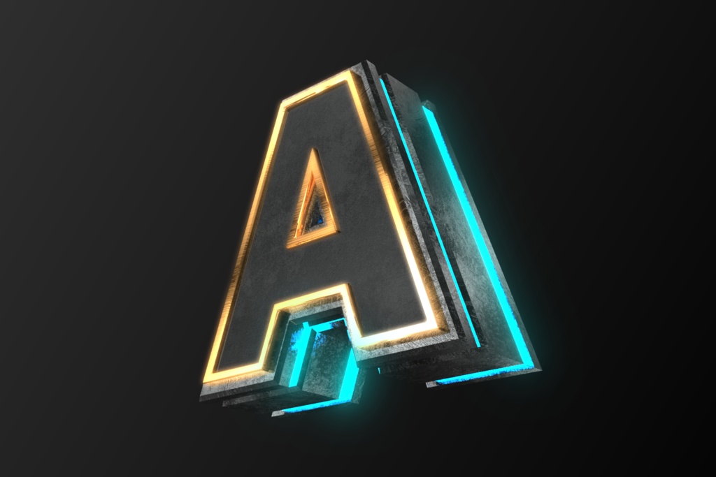 3Dフォントデータ　「A」Type02