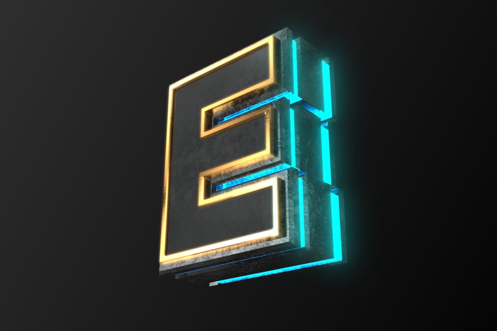 3Dフォントデータ　「E」Type02
