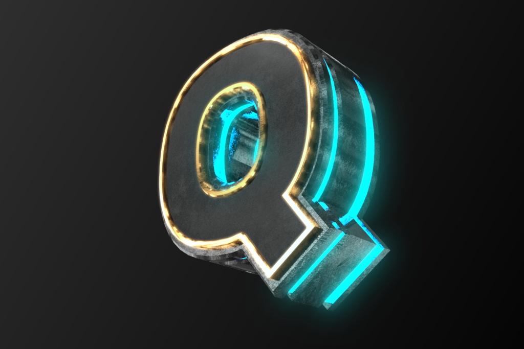 3Dフォントデータ　「Q」Type02