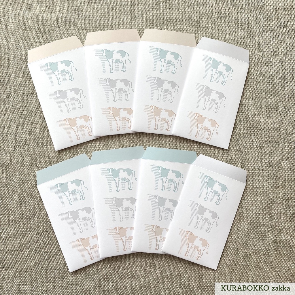 ウシのポチ袋（8枚入り・シール付）