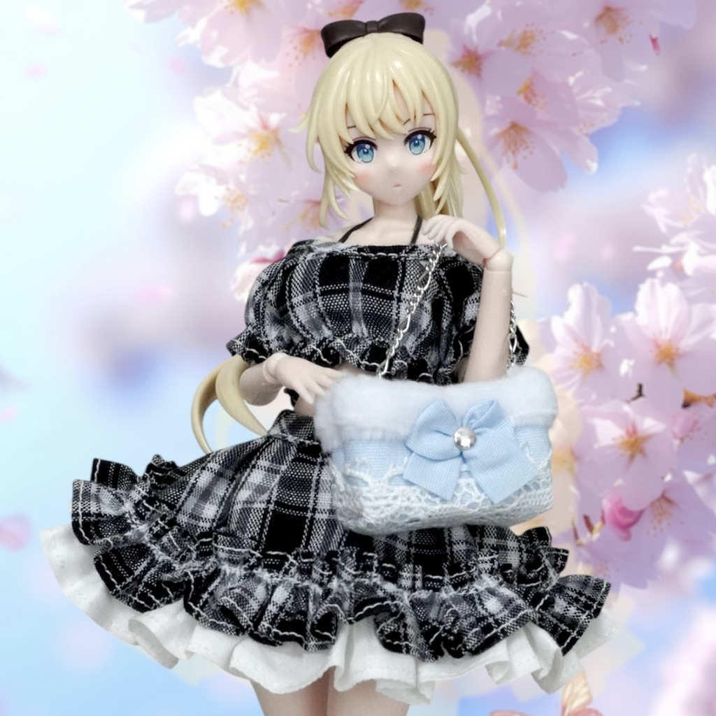 小さなドール用のバッグ　空色