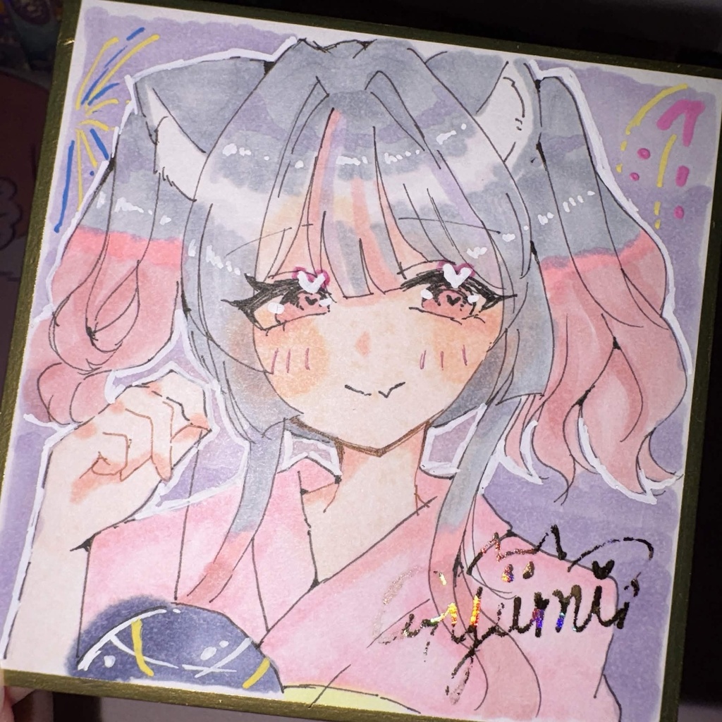 桜ヰゆみ　豆色紙イラスト 箔押し付き【限定1点】