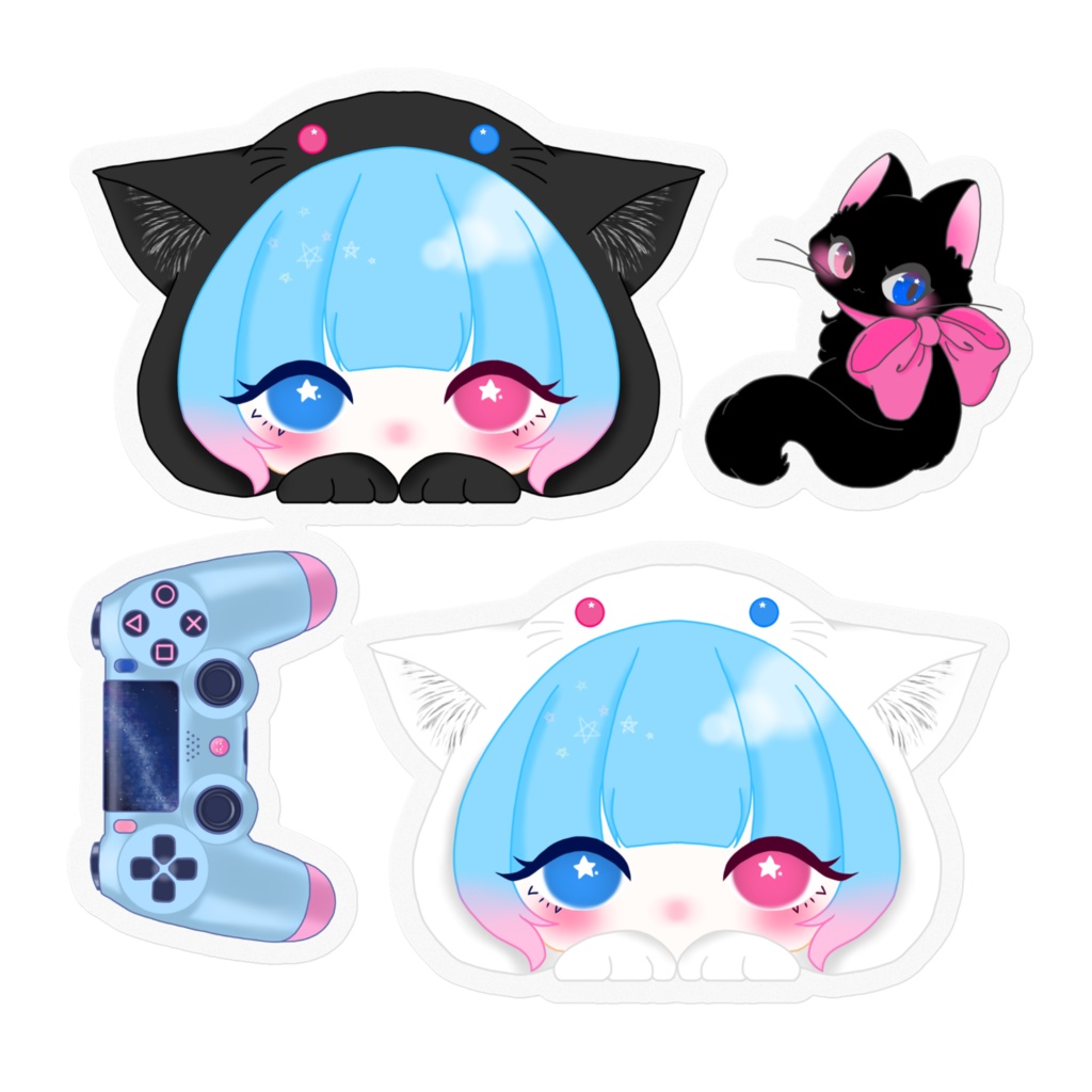猫夜のころんっステッカー