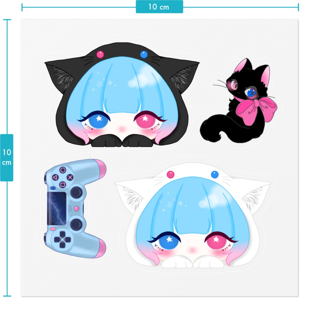 猫夜のころんっステッカー