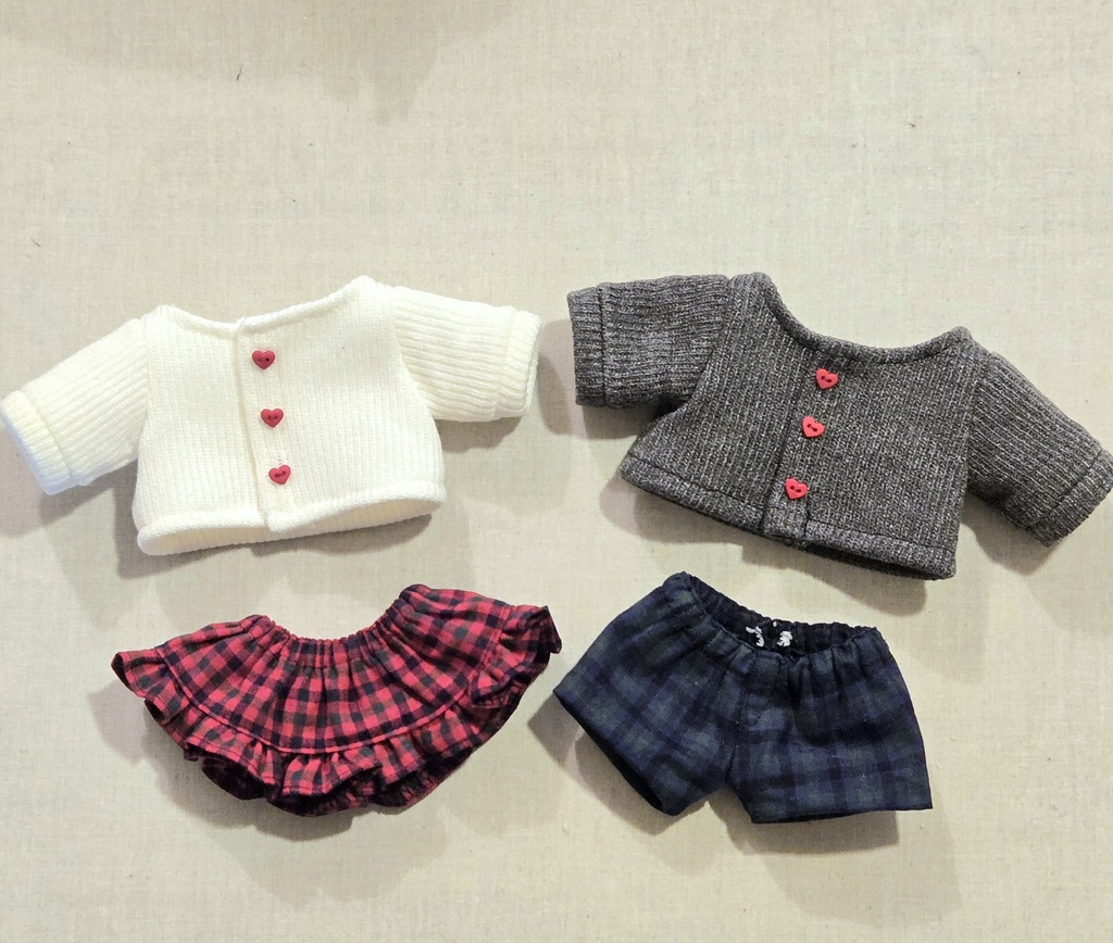 20cmぬい用ハートカーディガンセットアップ