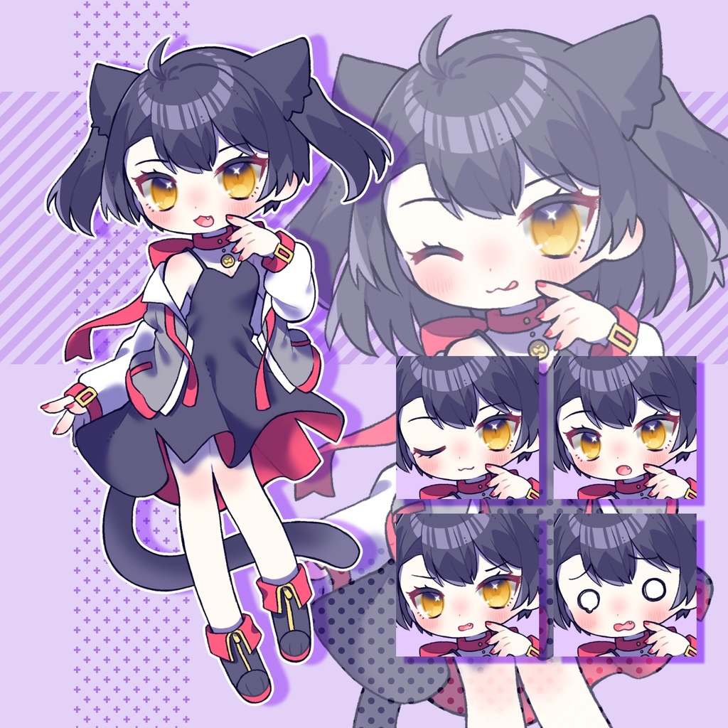 【一点限定】ネオンの街の黒猫さん