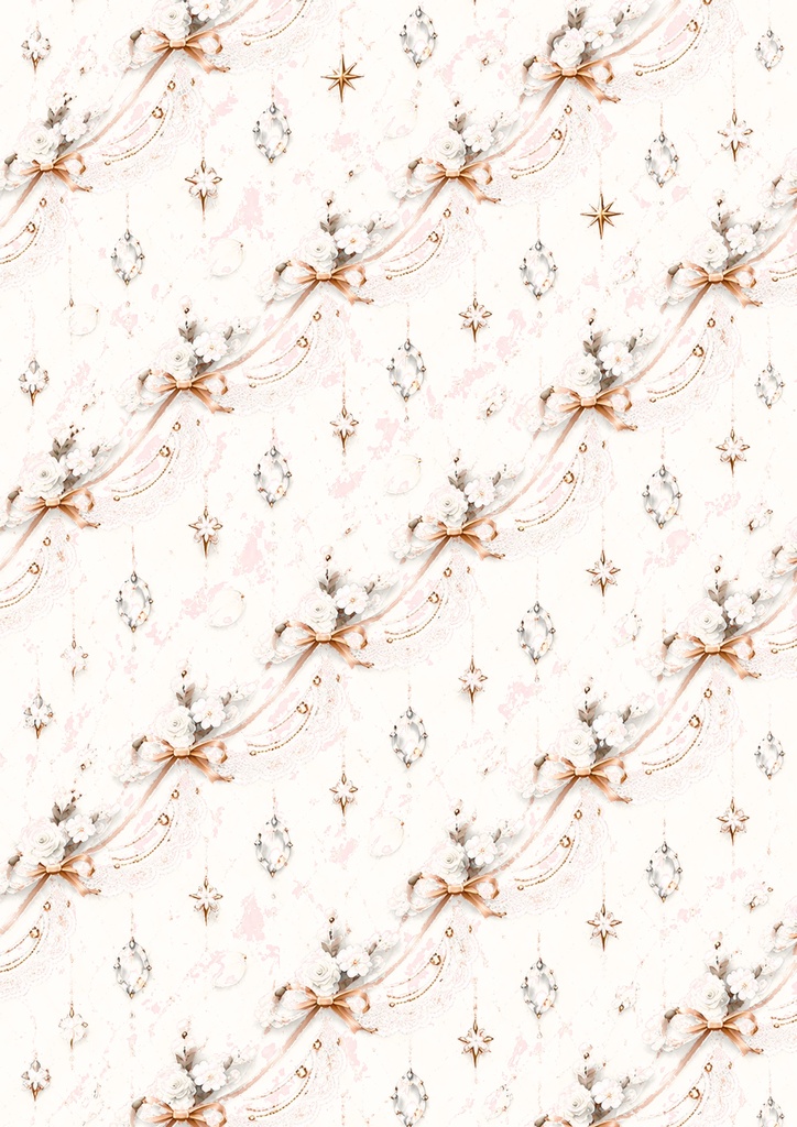 Romantic Lace & Rose A4 デザインペーパー 10枚セット|5色 × 大柄・小柄