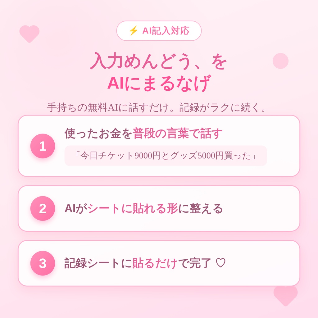 推し活のお金、ぜんぶ見える化シート|AI記入対応・当落シミュレーション付き・月別自動集計
