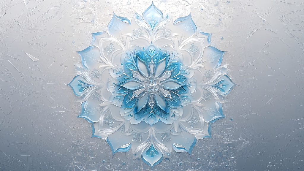 雪の結晶壁紙セット - 選べる2つのデザイン(ブルー基調・シルバー基調)