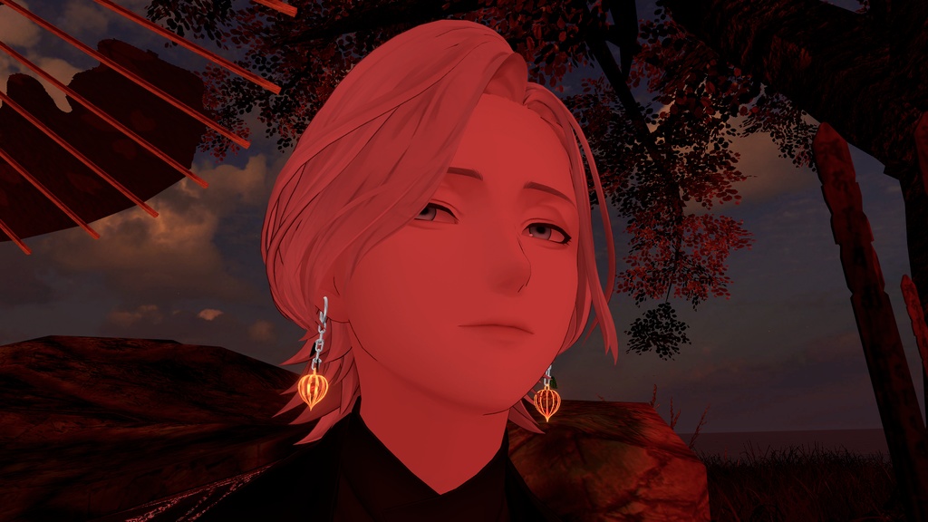 【VRchat】 Hozuki earrings【イヤリング・ピアス・鬼灯(ほおずき)・2個セット】PB対応