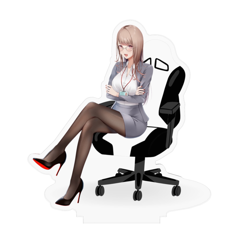 希乃実まろん 会社員(黒ストッキング&眼鏡) 背景なし