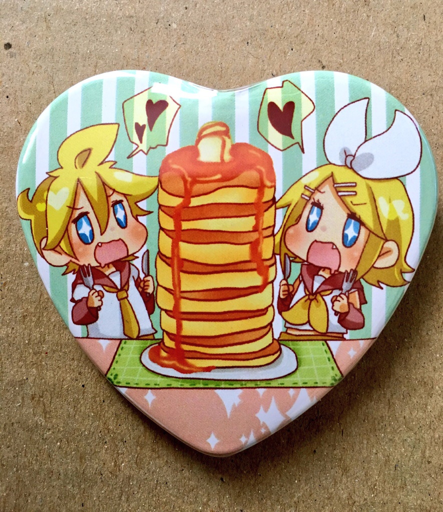 リンレンホットケーキ缶バッチ（ハート）