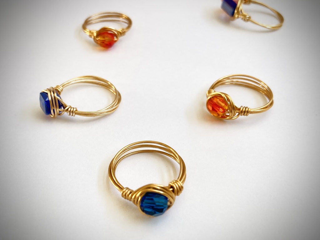 青とオレンジのワイヤーリング（ラウンド）