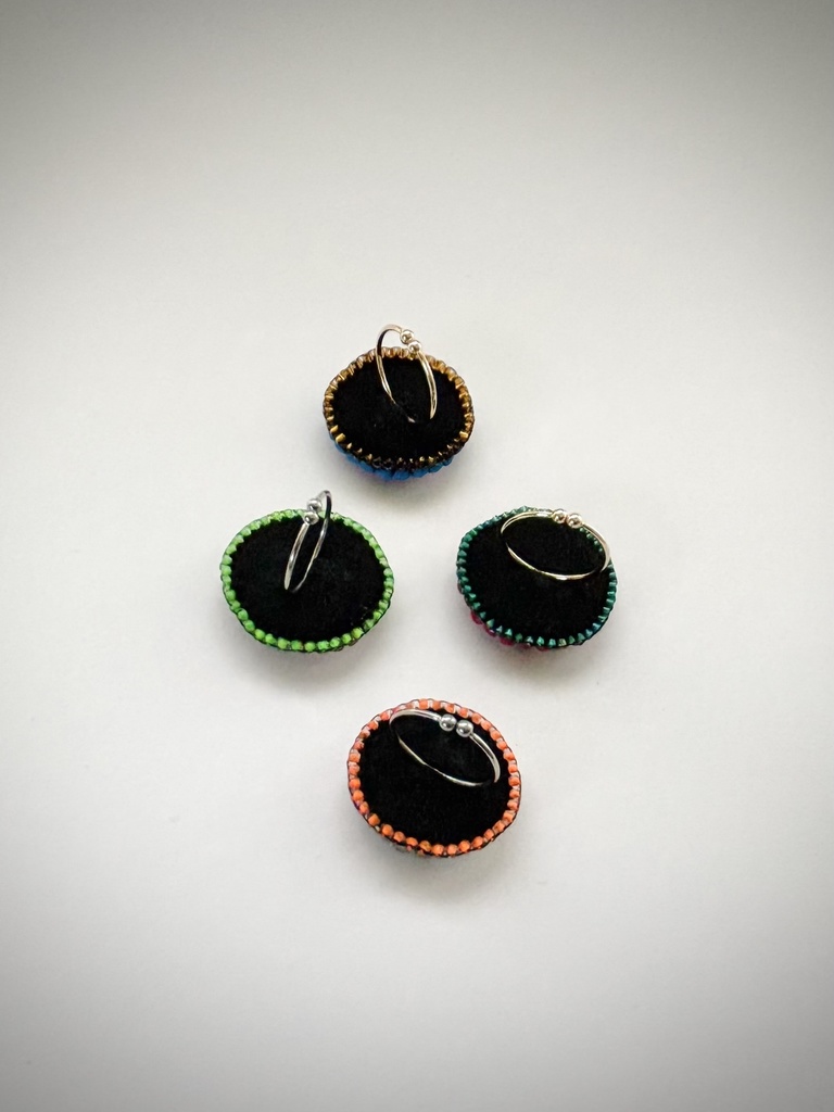 大きなお花のリング(ターコイズ×レッド)