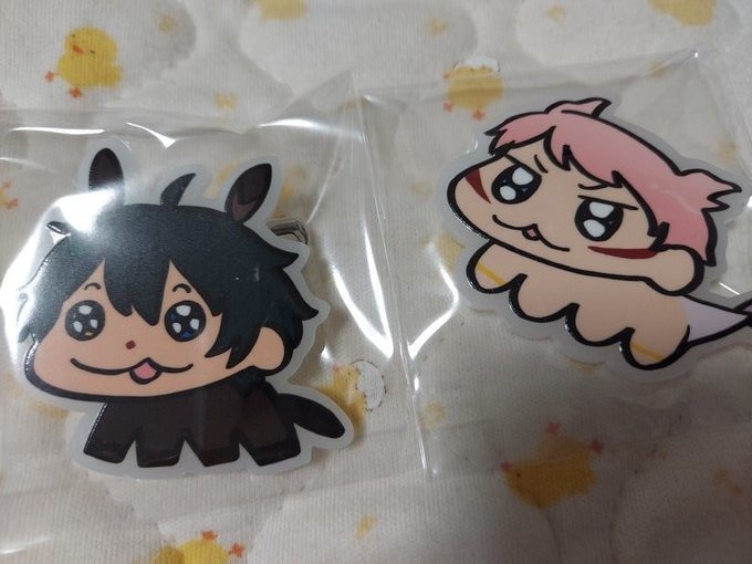 うまれたての午みかちゃん&うまれたての辰宗くんアクキー、アクリルバッジ