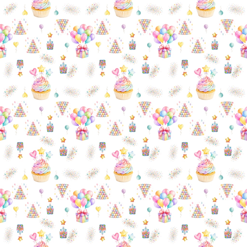 【デジタルペーパー】ゆめかわバルーン&スイーツ 全2枚セット(2000×2000px / GoodNotes・手帳背景・コラージュ用 / PNGデータ)