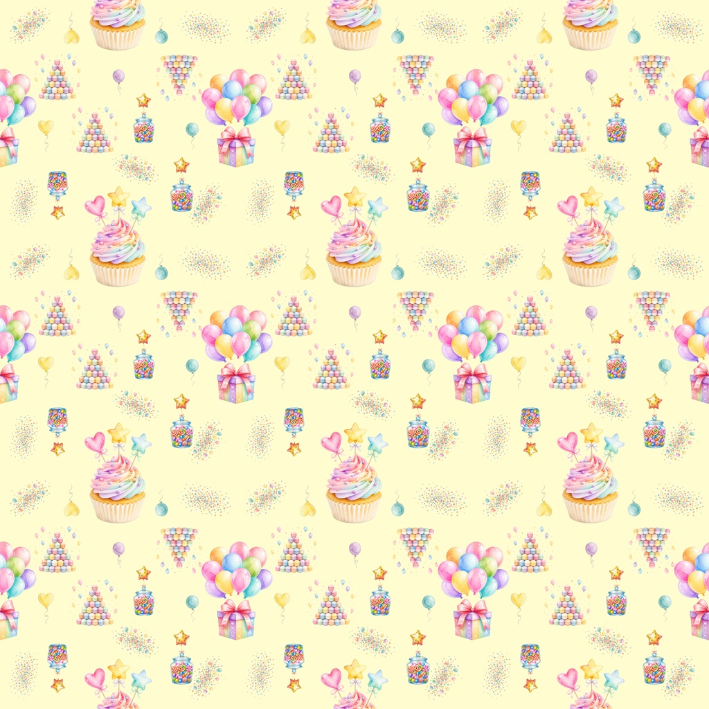 【デジタルペーパー】ゆめかわバルーン&スイーツ 全2枚セット(2000×2000px / GoodNotes・手帳背景・コラージュ用 / PNGデータ)