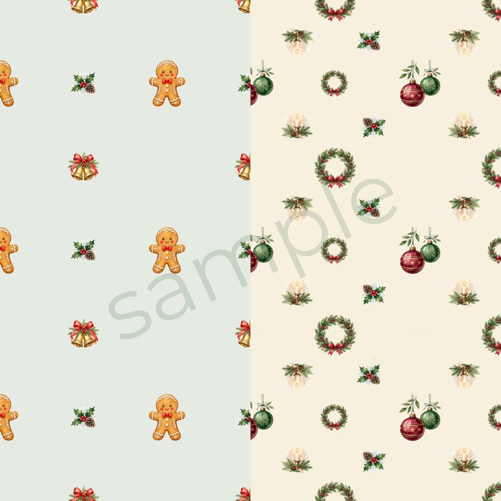 【水彩風】クリスマスのデジタルペーパー 5種セット|手帳デコ・ラッピングペーパー用素材【商用利用可/PNG/JPG】