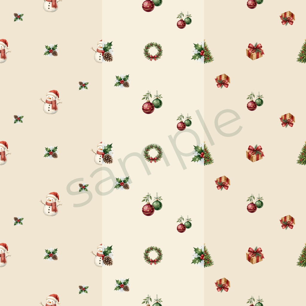 【水彩風】クリスマスのデジタルペーパー 5種セット｜手帳デコ・ラッピングペーパー用素材【商用利用可/PNG/JPG】