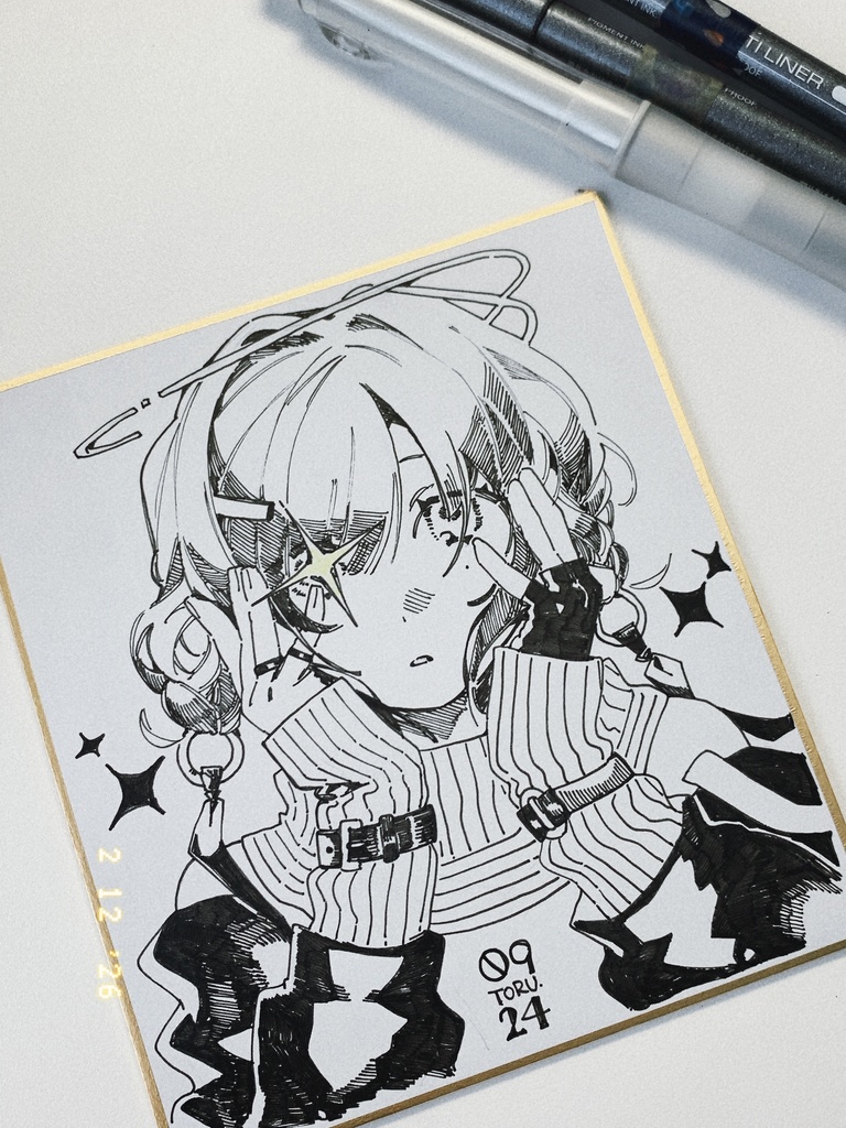 色紙/天使（白黒）