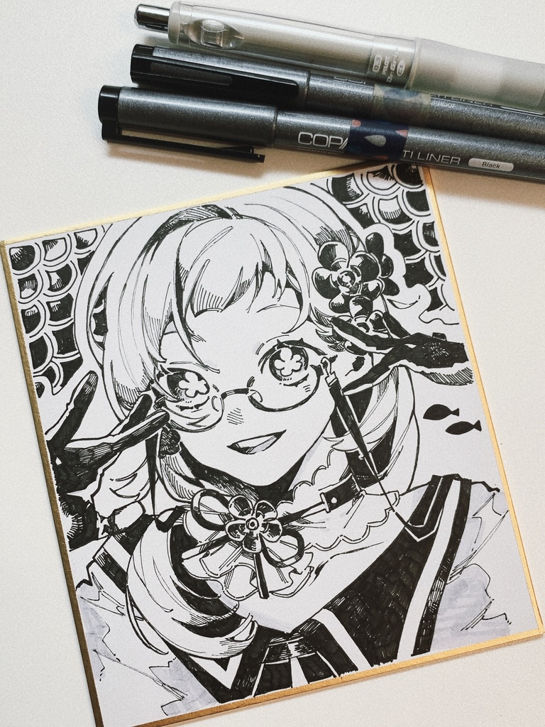 黒花/色紙（白黒）