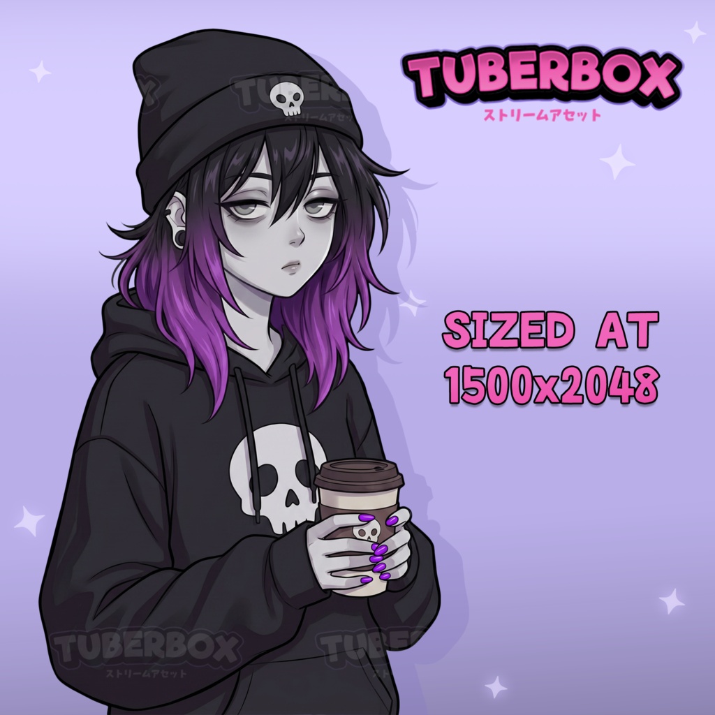 Female PNGTuber - Emo Premade PNGTuber Girl - Cute PNG Tuber Model - VeadoTube - Twitch Avatar, GIFTuber