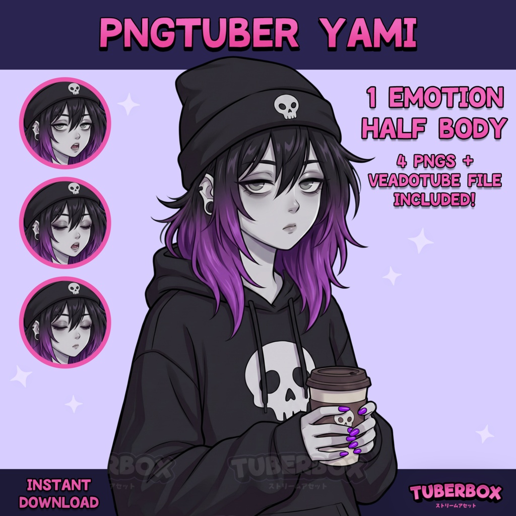 Female PNGTuber - Emo Premade PNGTuber Girl - Cute PNG Tuber Model - VeadoTube - Twitch Avatar, GIFTuber 