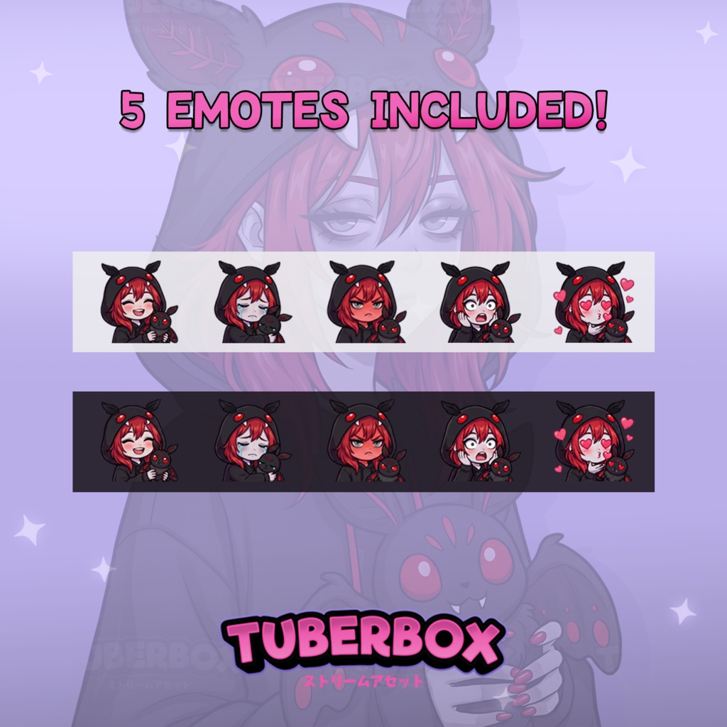 Female PNGTuber - Emo Premade PNGTuber Girl with Emotes - PNG Tuber Model - Twitch Avatar, GIFTuber