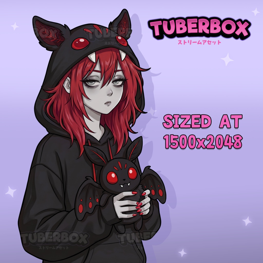 Female PNGTuber - Emo Premade PNGTuber Girl with Emotes - PNG Tuber Model - Twitch Avatar, GIFTuber