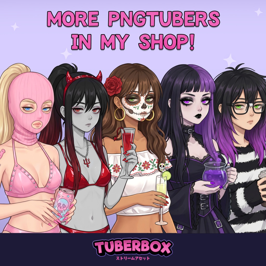 Female PNGTuber - Emo Premade PNGTuber Girl with Emotes - PNG Tuber Model - Twitch Avatar, GIFTuber