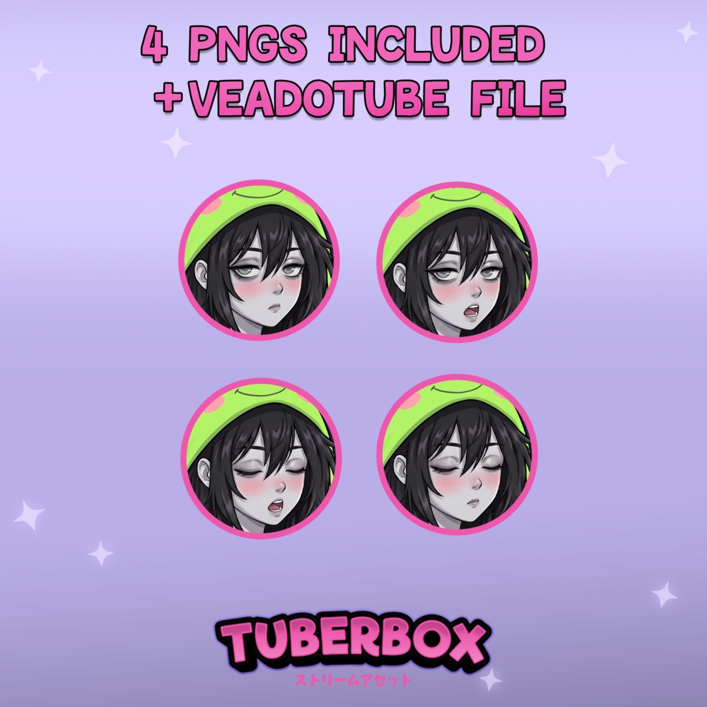 Female PNGTuber - Frog Hoodie Girl PNGTuber with Emotes - PNG Tuber Model - Twitch Avatar, GIFTuber - VeadoTube