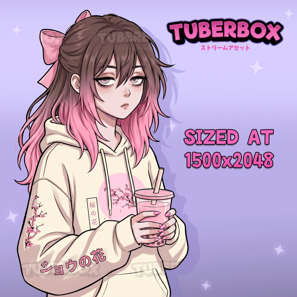 Female PNGTuber - Pink Sakura PNGTuber Girl - Premade PNG Tuber Model - VeadoTube - Twitch Avatar, GIFTuber, VeadoTube