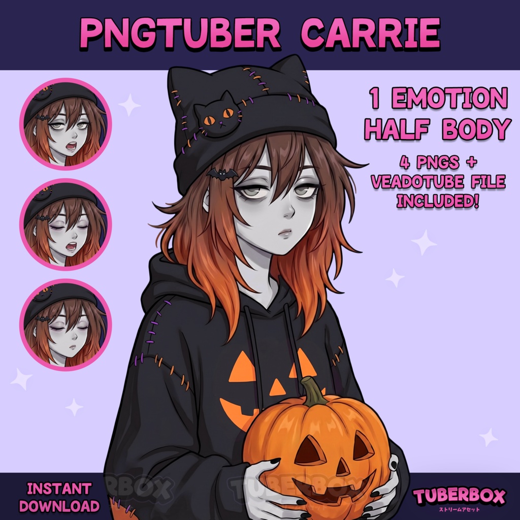 Female PNGTuber - Halloween PNGTuber Girl - Premade PNGTuber Model - Emo - Spooky - Twitch Avatar, GIFTuber - VeadoTube