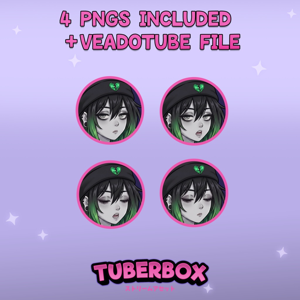 Female PNGTuber - Emo Stoner PNGTuber Girl - Cute Premade PNG Tuber Model - VeadoTube - Twitch Avatar, GIFTuber