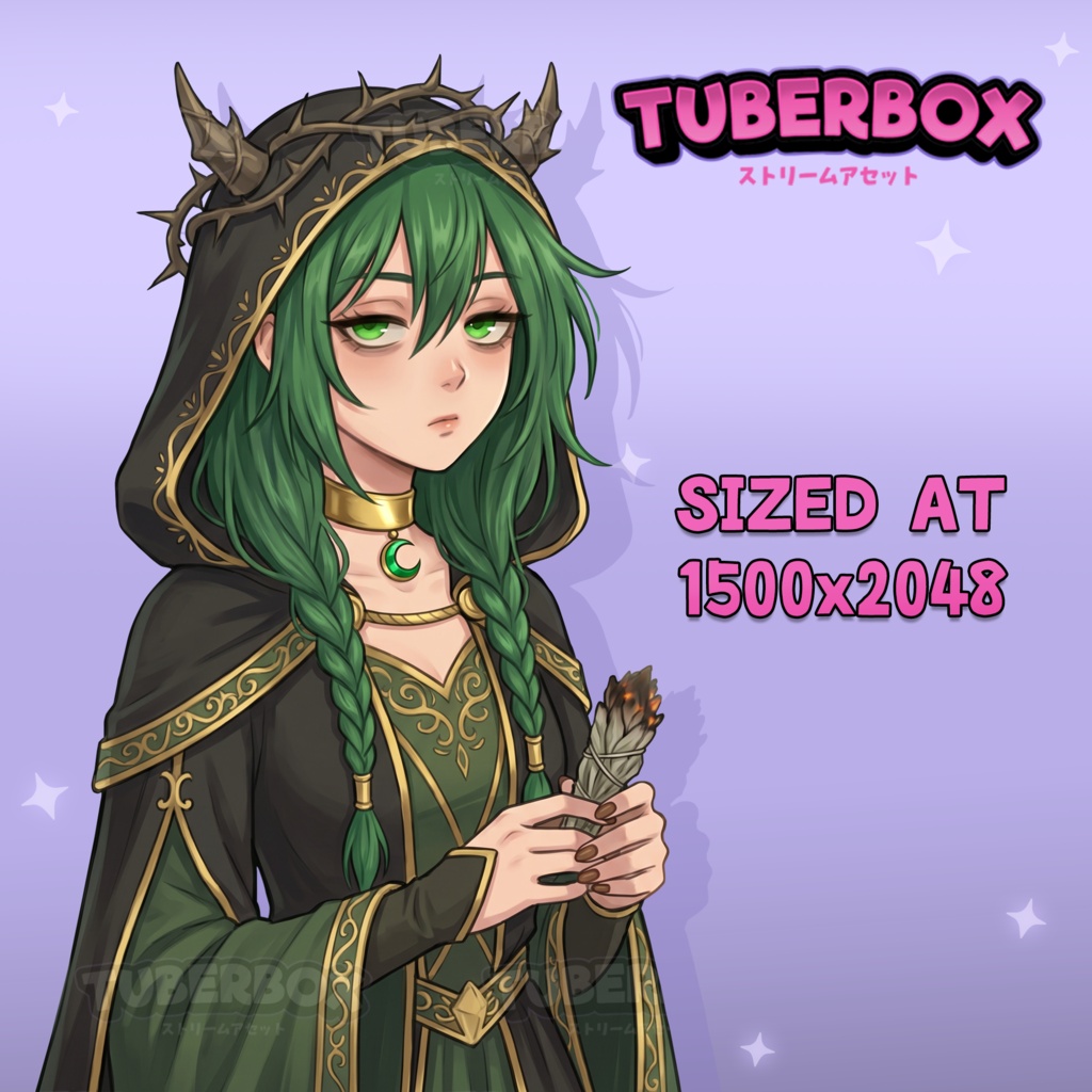 Grizelda Earth Witch PNGTuber – Female Premade Model, VeadoTube Ready - GIFTuber