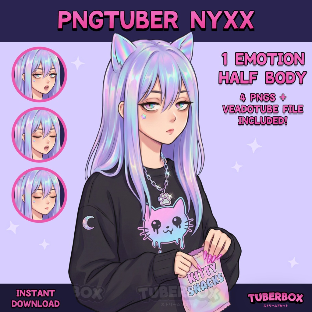Female PNGTuber - Cat Girl Premade PNGTuber - PNG Tuber Model - Twitch Avatar, GIFTuber 
