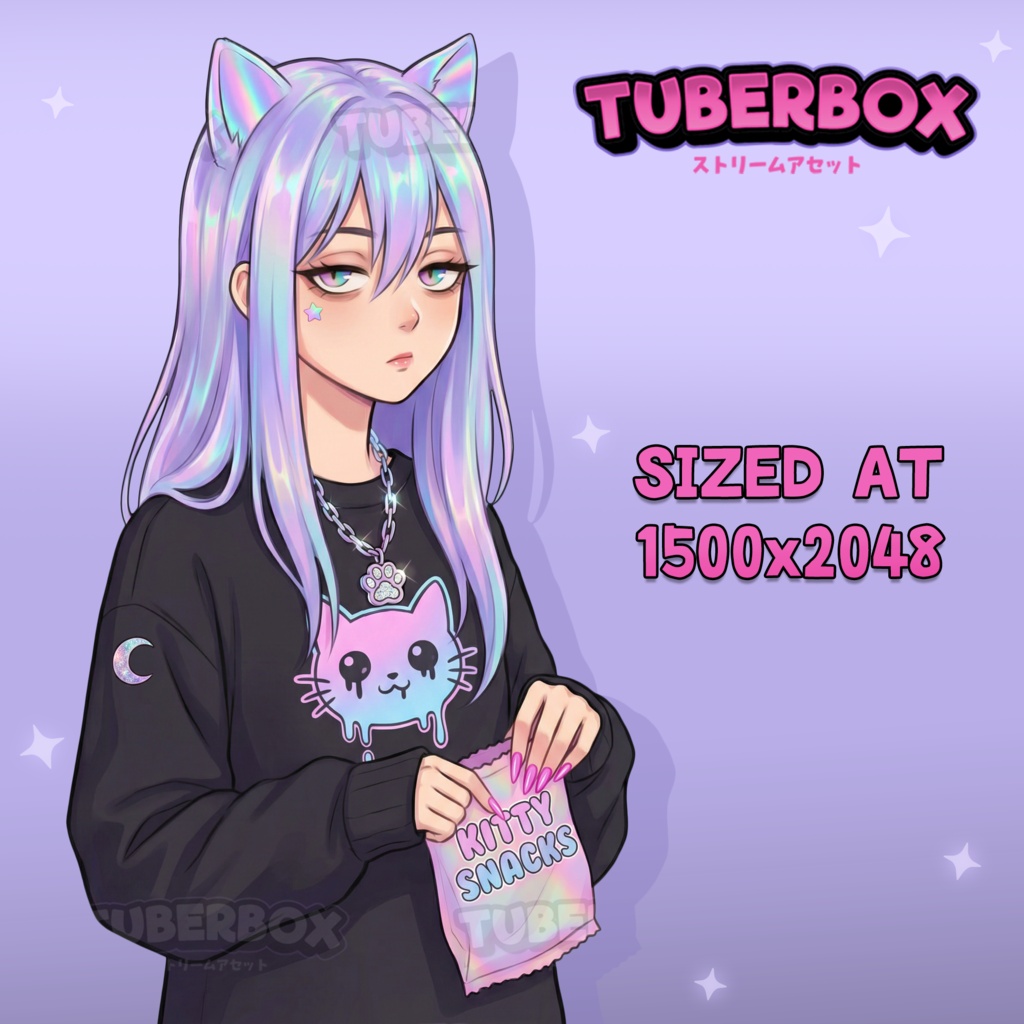 Female PNGTuber - Cat Girl Premade PNGTuber - PNG Tuber Model - Twitch Avatar, GIFTuber