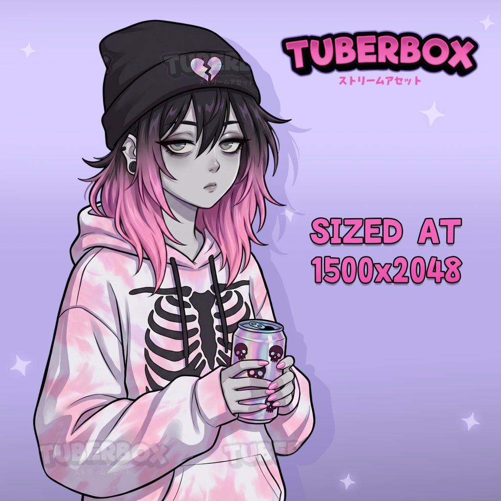 Female PNGTuber - Pastel Emo Premade PNGTuber Girl - PNG Tuber Model - VeadoTube - Twitch Avatar, GIFTuber