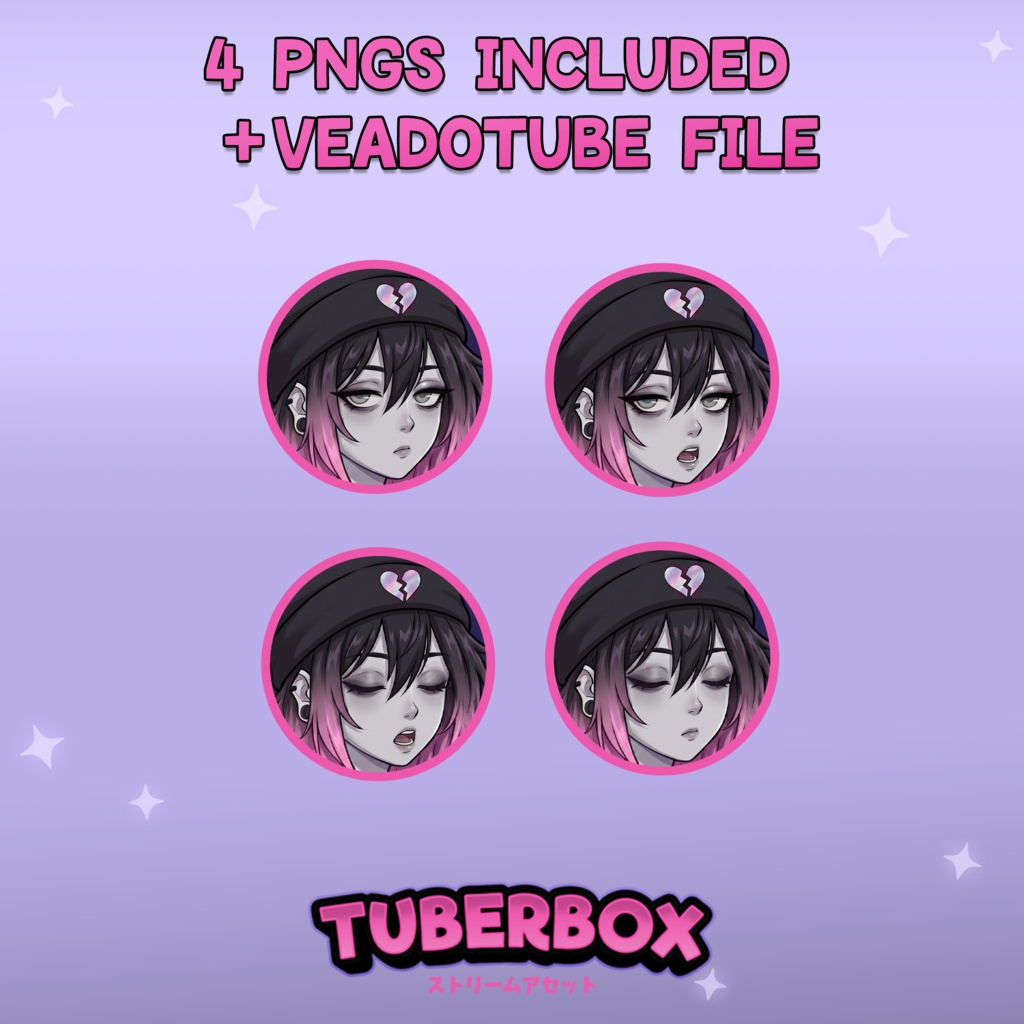 Female PNGTuber - Pastel Emo Premade PNGTuber Girl - PNG Tuber Model - VeadoTube - Twitch Avatar, GIFTuber