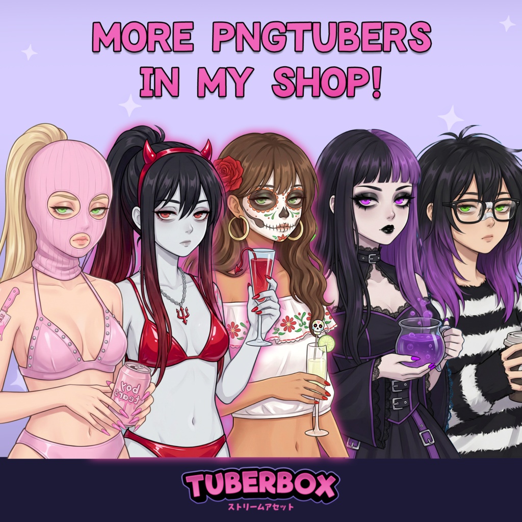 Female PNGTuber - Pastel Emo Premade PNGTuber Girl - PNG Tuber Model - VeadoTube - Twitch Avatar, GIFTuber