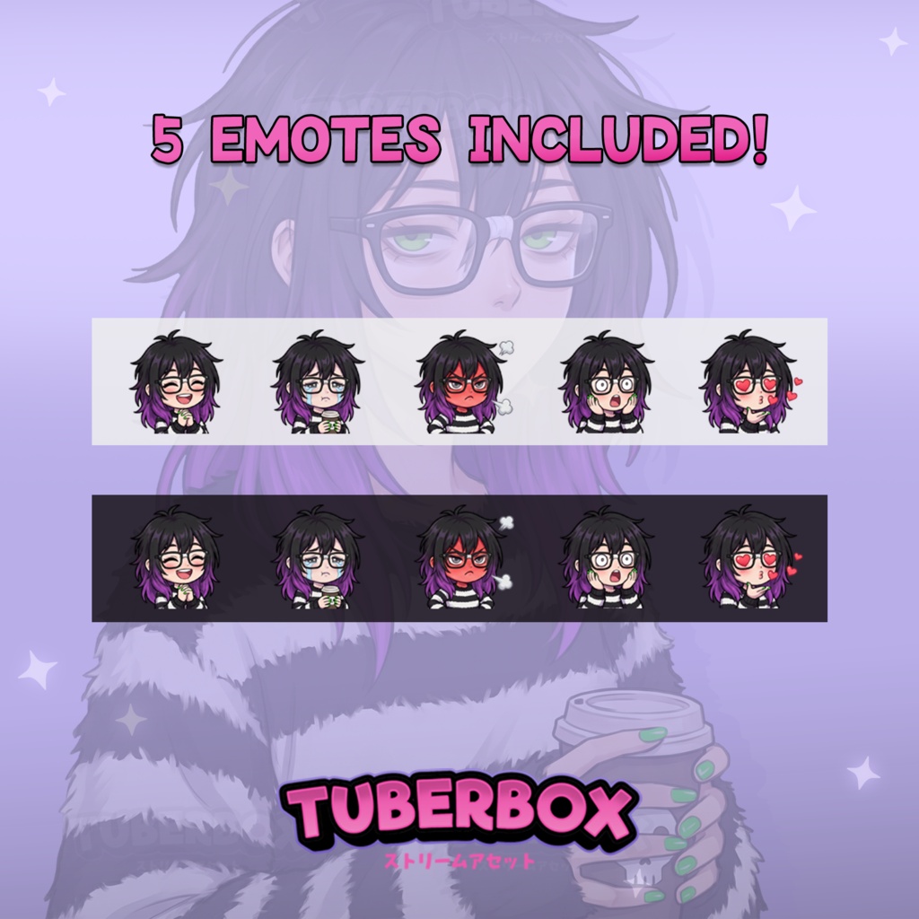 Female PNGTuber - Nerdy Premade PNGTuber Girl with Emotes - Cute PNG Tuber Model - VeadoTube - Twitch Avatar, GIFTuber - Instant Download