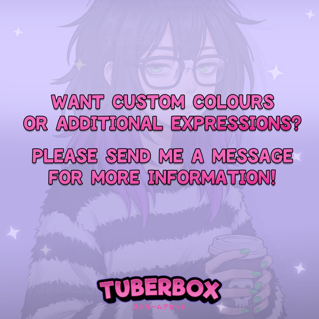 Female PNGTuber - Nerdy Premade PNGTuber Girl with Emotes - Cute PNG Tuber Model - VeadoTube - Twitch Avatar, GIFTuber - Instant Download