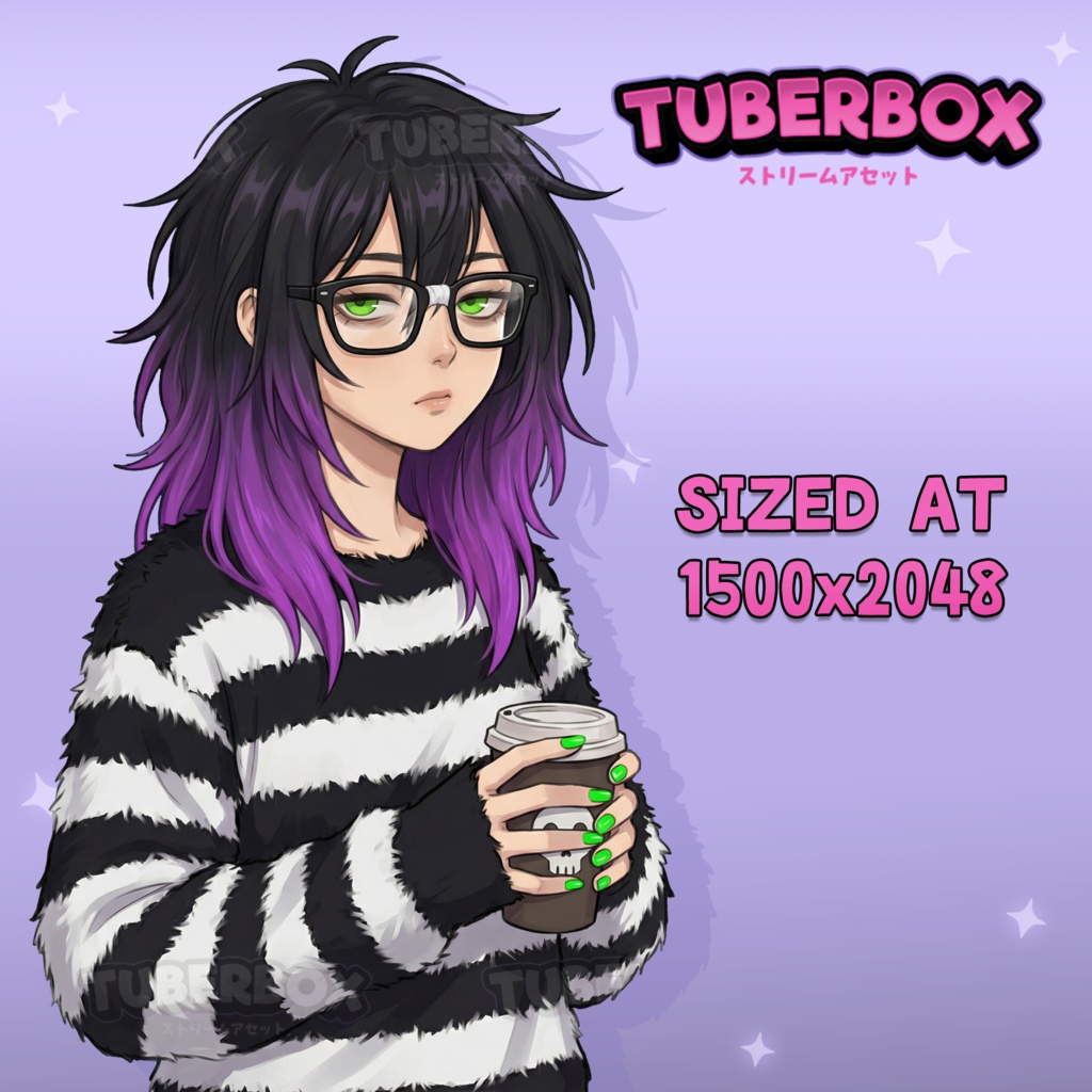 Female PNGTuber - Nerdy Premade PNGTuber Girl with Emotes - Cute PNG Tuber Model - VeadoTube - Twitch Avatar, GIFTuber - Instant Download