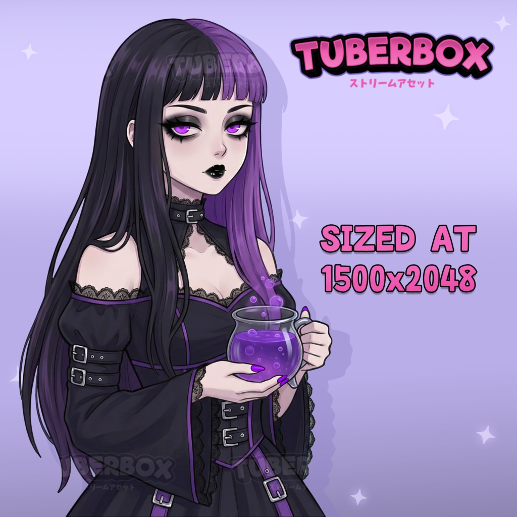 Female PNGTuber - Gothic Premade PNGTuber Girl - Cute PNG Tuber Model - VeadoTube - Twitch Avatar, GIFTuber - Instant Download