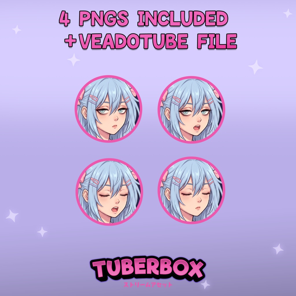 Female PNGTuber - Kawaii PNGTuber Girl - Pastel Blue Premade PNG Tuber Model - VeadoTube - Twitch Avatar, GIFTuber